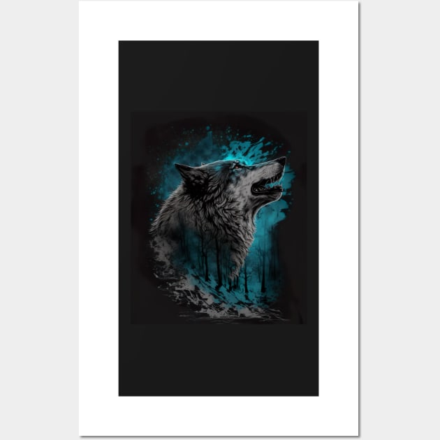 Wolf with blue sky Wall Art by KoolArtDistrict